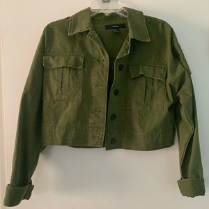 Small, Forever 21 Cropped Jacket, Army Green
